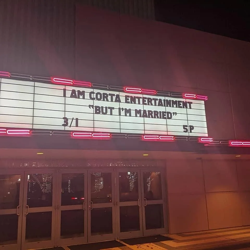 Theatre marquee for But I'm Married