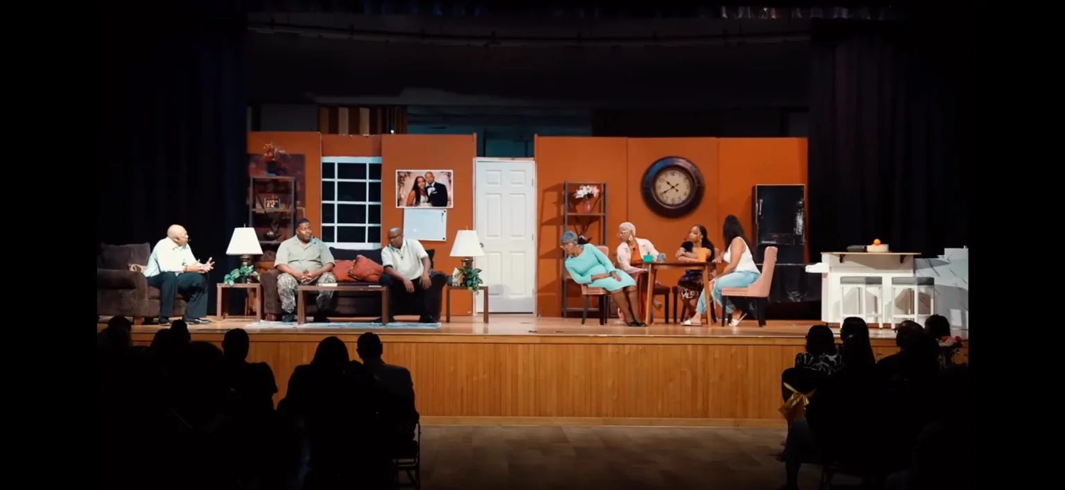 Live stage production in front of an audience