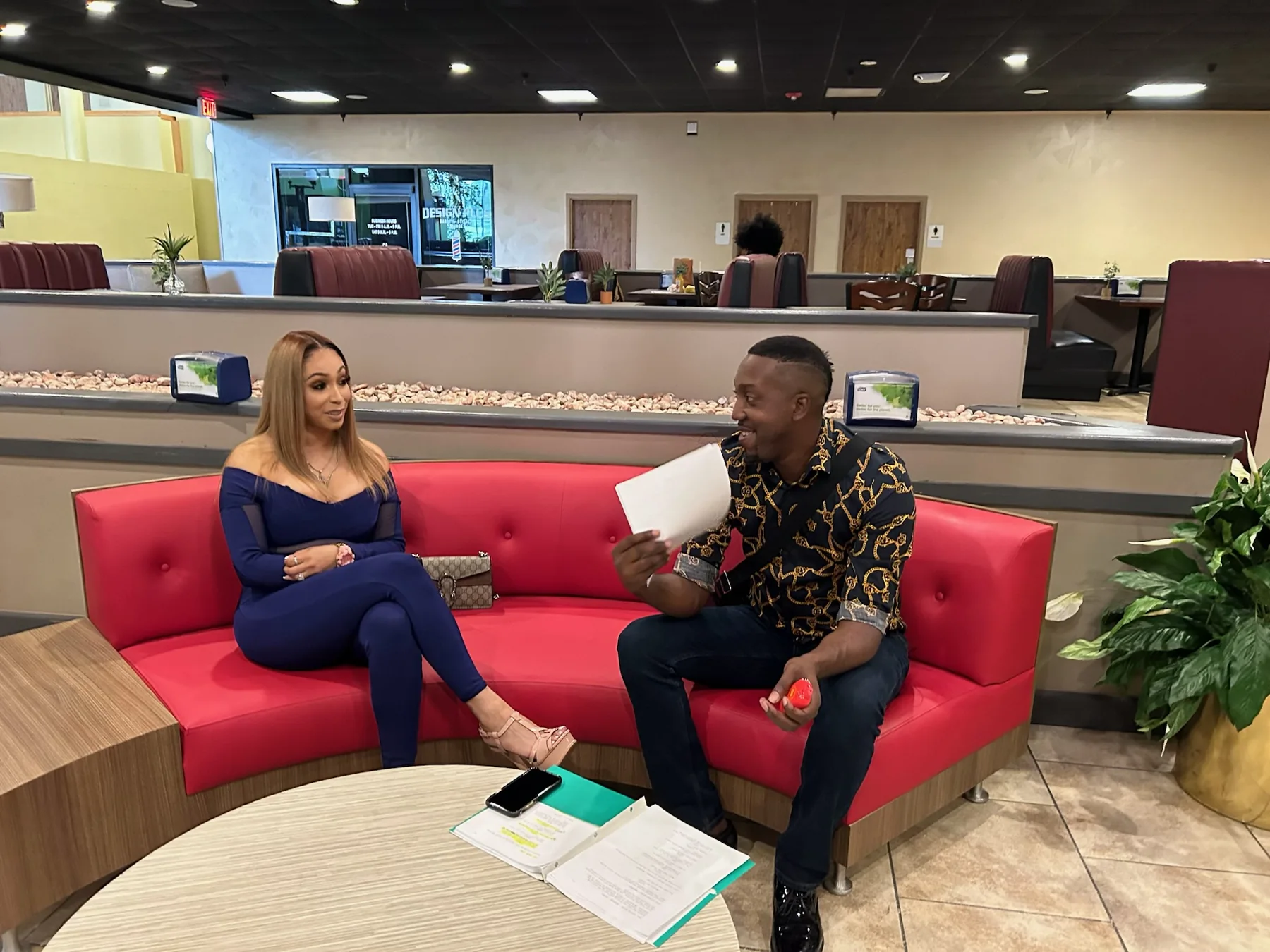 CORTA reviewing script pages with a collaborator